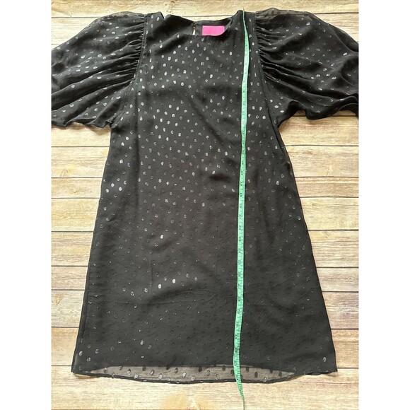 Lilly Pulitzer Cleme Black Silk Dress Onyx Metallic Chiffon Size 0 - Picture 6 of 10